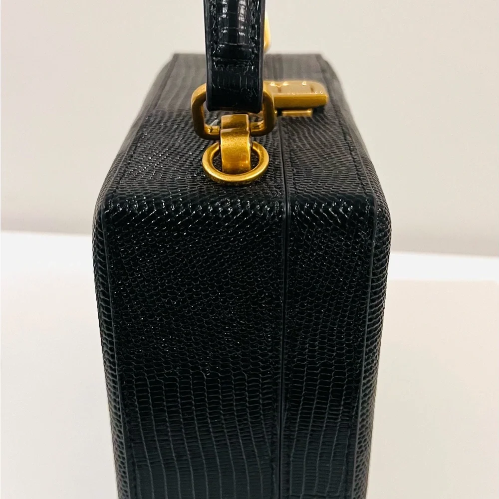 Brandon Blackwood Kendrick Trunk bag in Black lizard-embossed leather. - Picture 7 of 9